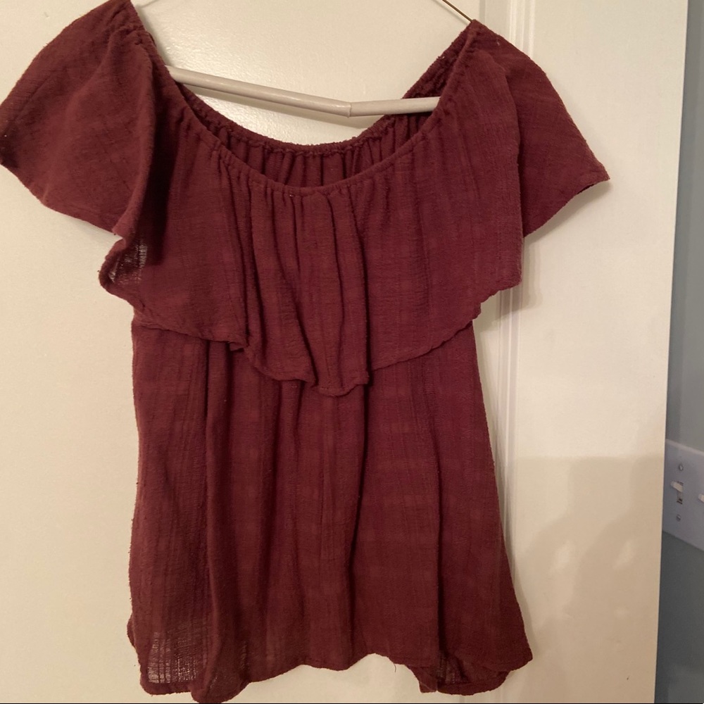 Maroon off the shoulder top